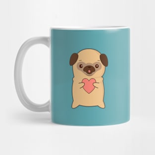 Kawaii Cute Pug With Heart T-Shirt Mug